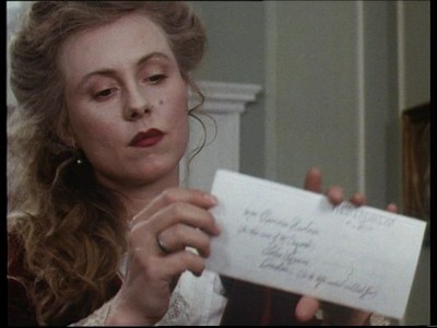 Mrs Sinclair (Catherine Harrison) tries to peek into Lovelace’s mail.